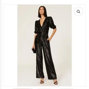Trina Turk Black Sequin Wide-Leg Jumpsuit